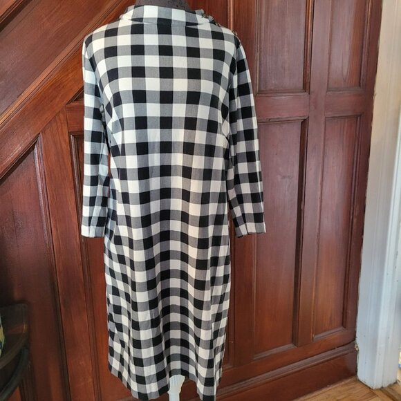 Talbots Womens Black & White Checkered Dress With Button Accents Size X - Picture 2 of 6